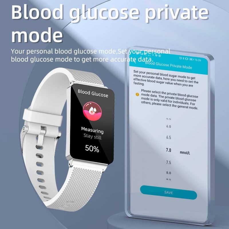 TH55 One-click Blood Glucose Blood Pressure Sleep Heart Rate Measurement Sports Smart Bracelet