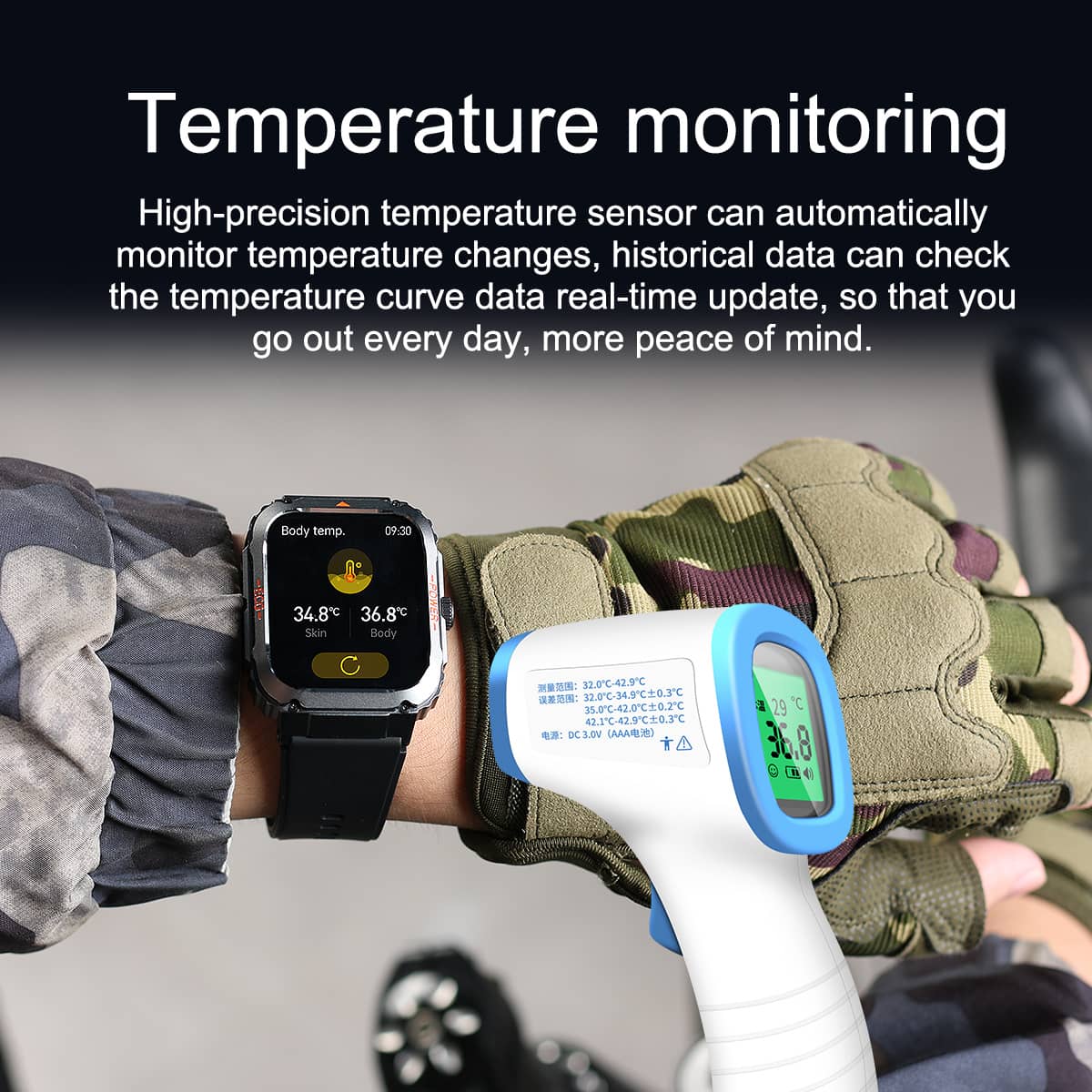 TH94 Fashion Outdoor Sports Health Smart Watch ECG/EKG Blood Glucose Bluetooth Call 100+ Sports Modes