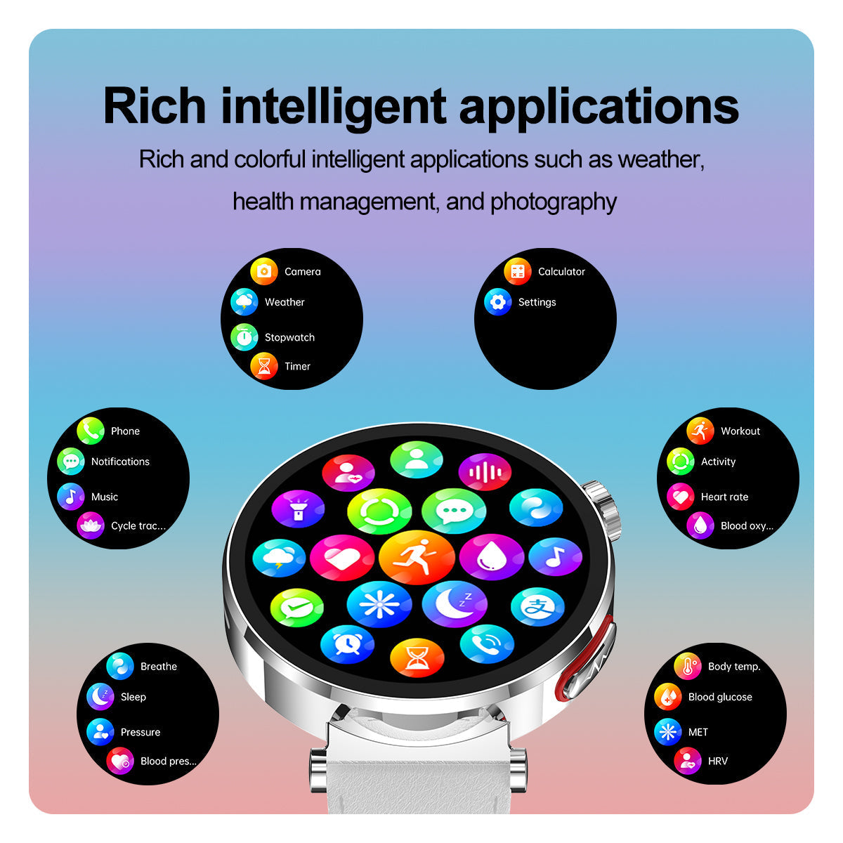 TH71 ECG Health Smart Call Watch Blood Oxygen Uric Acid Lipid Monitoring Voice Assistant Physiological Cycle Record