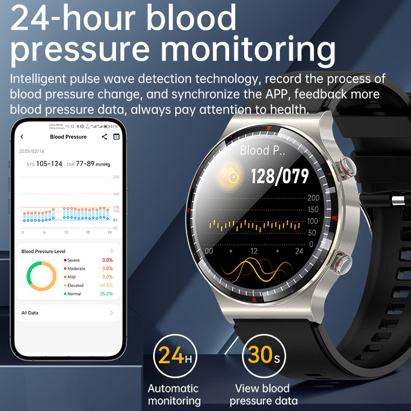 Timohealth G5pro Professional High-End ECG/EKG Blood Pressure Blood Glucose Heart Rate Monitoring Smart Watch