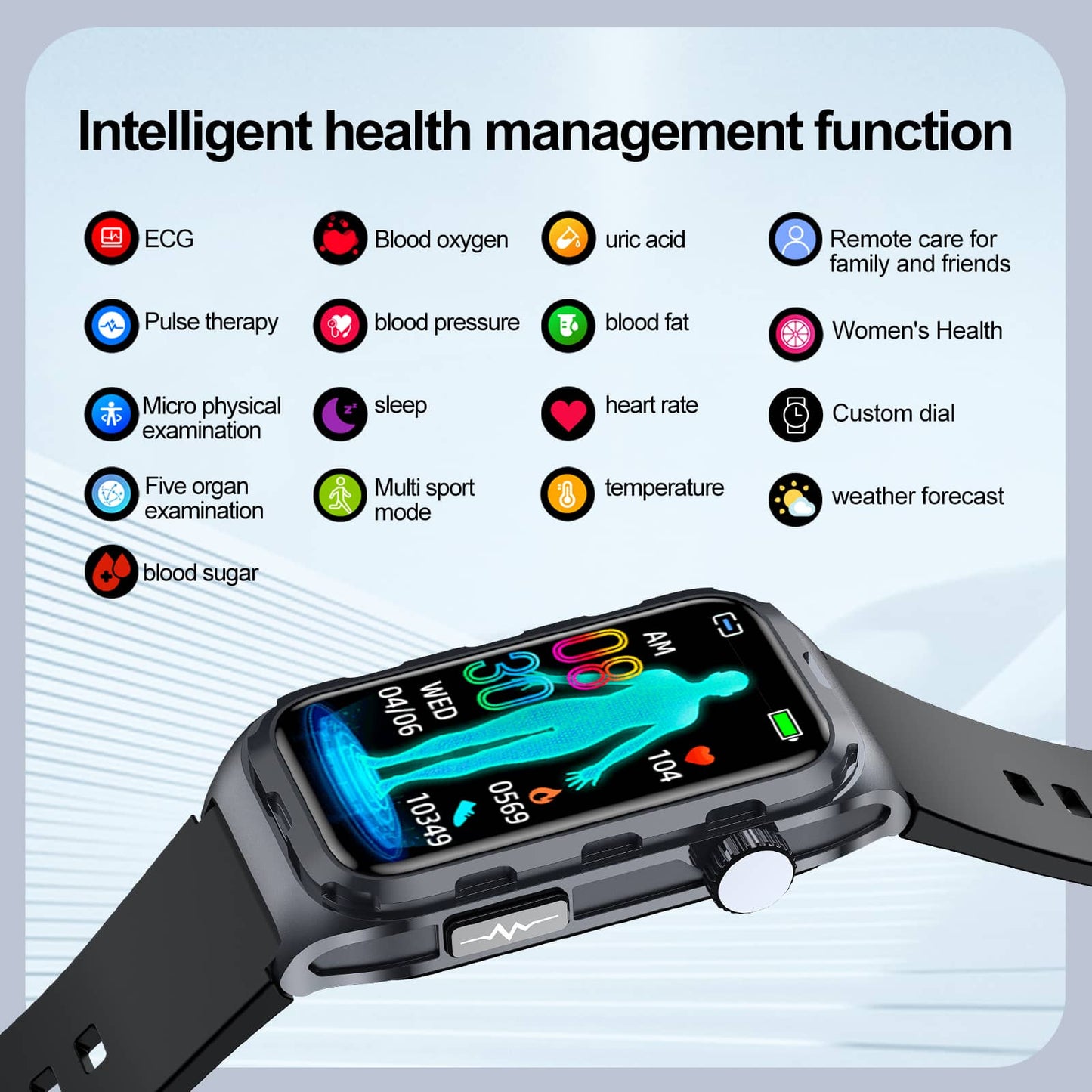 TH97 ECG/EKG Blood Pressure Blood Sugar Heart Rate Monitoring Smart Health Exercise Bracelet