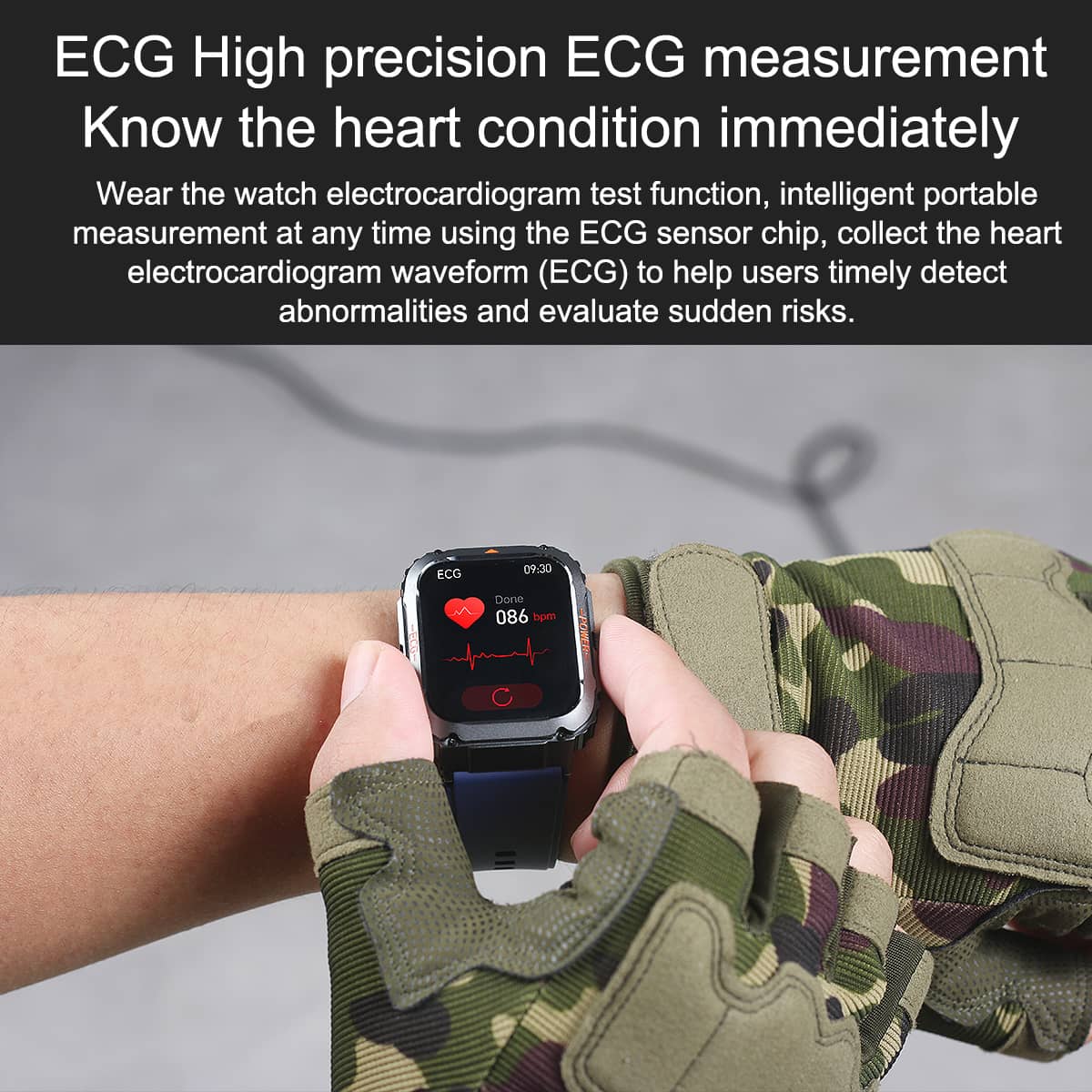 TH94 Fashion Outdoor Sports Health Smart Watch ECG/EKG Blood Glucose Bluetooth Call 100+ Sports Modes