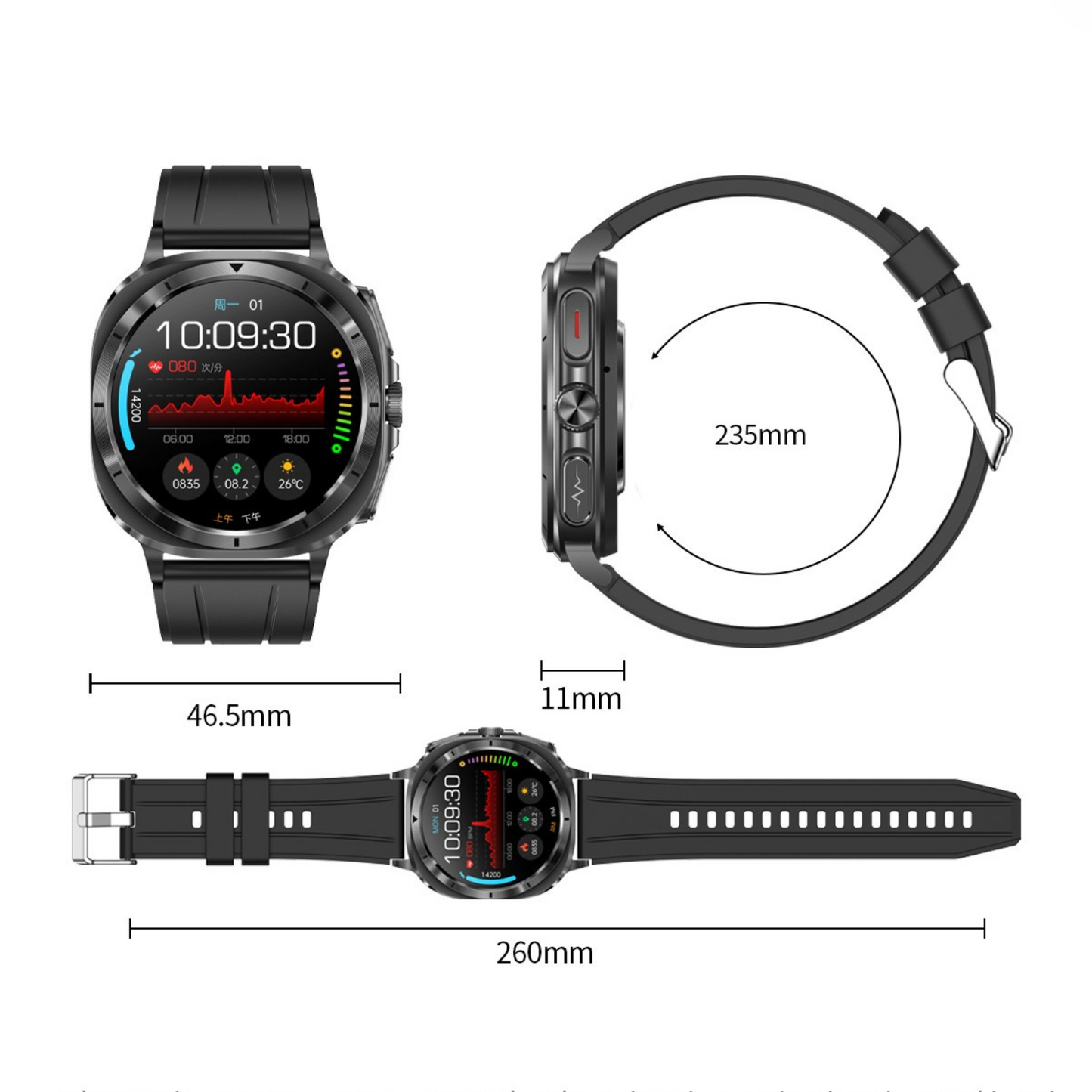TimoHealth® Fettle - Smart Watch 1.43inch Amoled ECG Health Monitoring Voice Assistant SOS Outdoor Sports Fitness Tracker