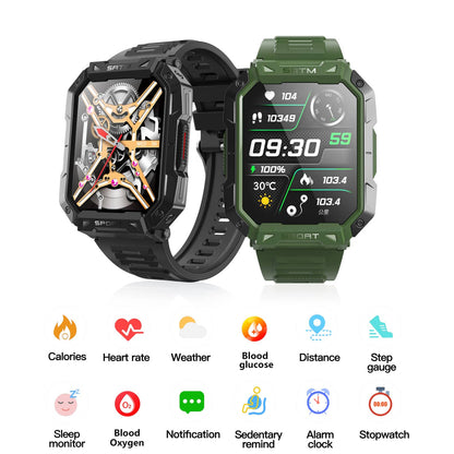 TH87 2.10-inch High-defnition Large Screen Blood Glucose Heart Rate Tracking Sports Bluetooth Health Smart Watch