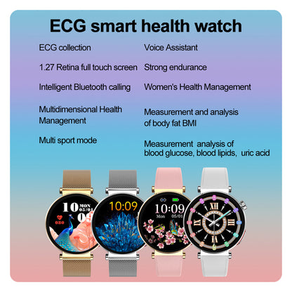 TH71 ECG Health Smart Call Watch Blood Oxygen Uric Acid Lipid Monitoring Voice Assistant Physiological Cycle Record